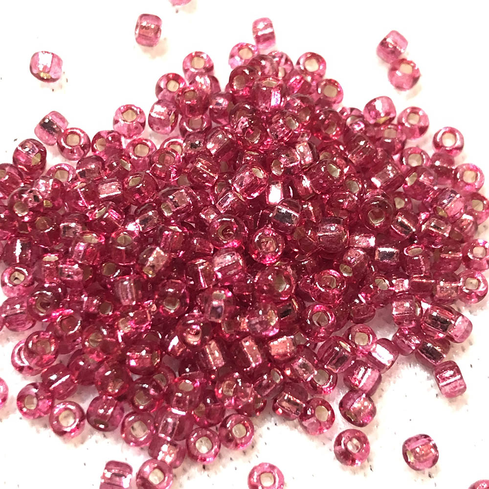 8/0 Transparent Cranberry Silver Lined 24 Japanese Seed Beads