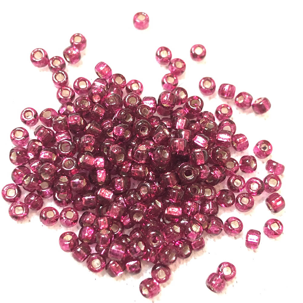 8/0 Transparent Silver Lined Dark Fuschia 24A Japanese Seed Beads