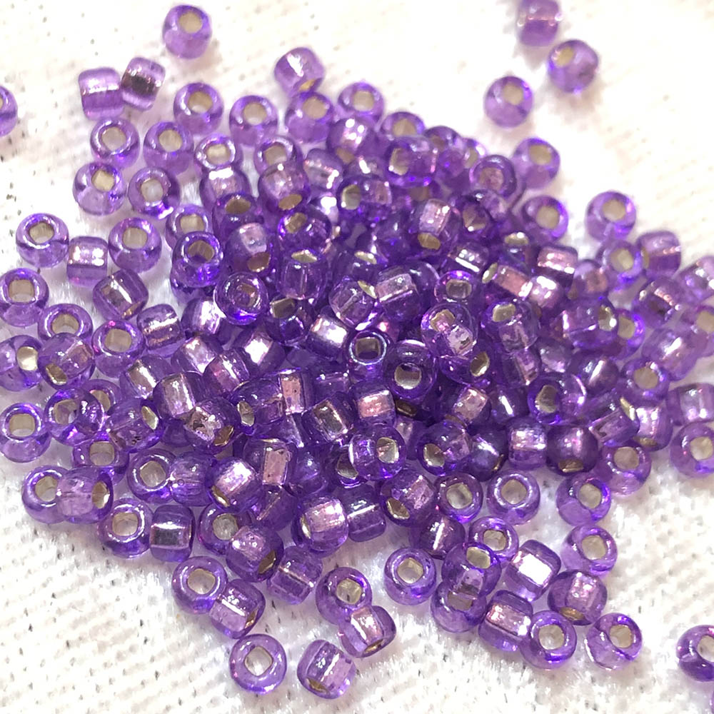 8/0 Transparent Silver Lined Purple 25 Japanese Seed Beads