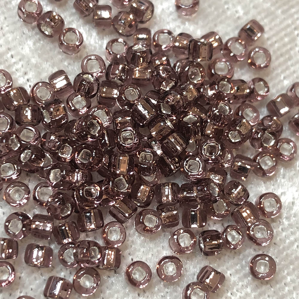 8/0 Transparent Silver Line Smoky Amethyst 12 Japanese Seed Beads