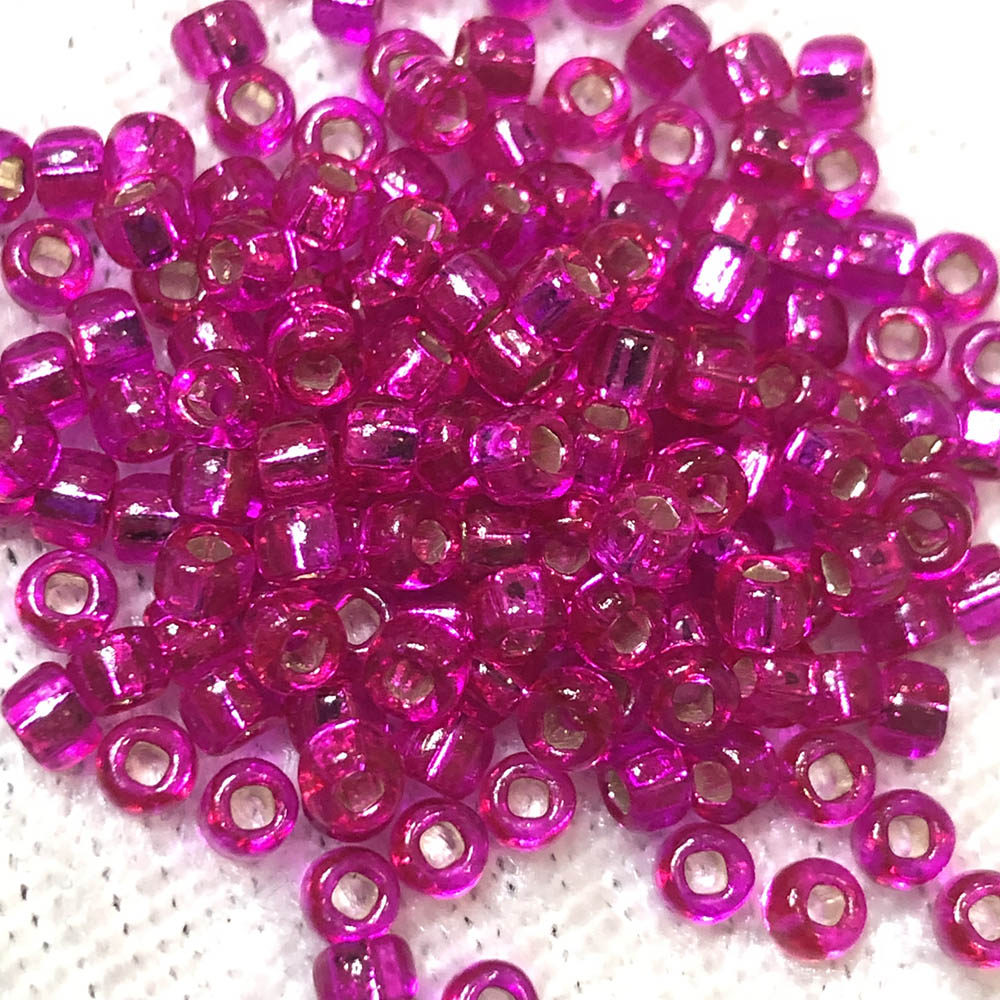 8/0 Transparent Silver Lined Fuchsia 23 Japanese Seed Beads