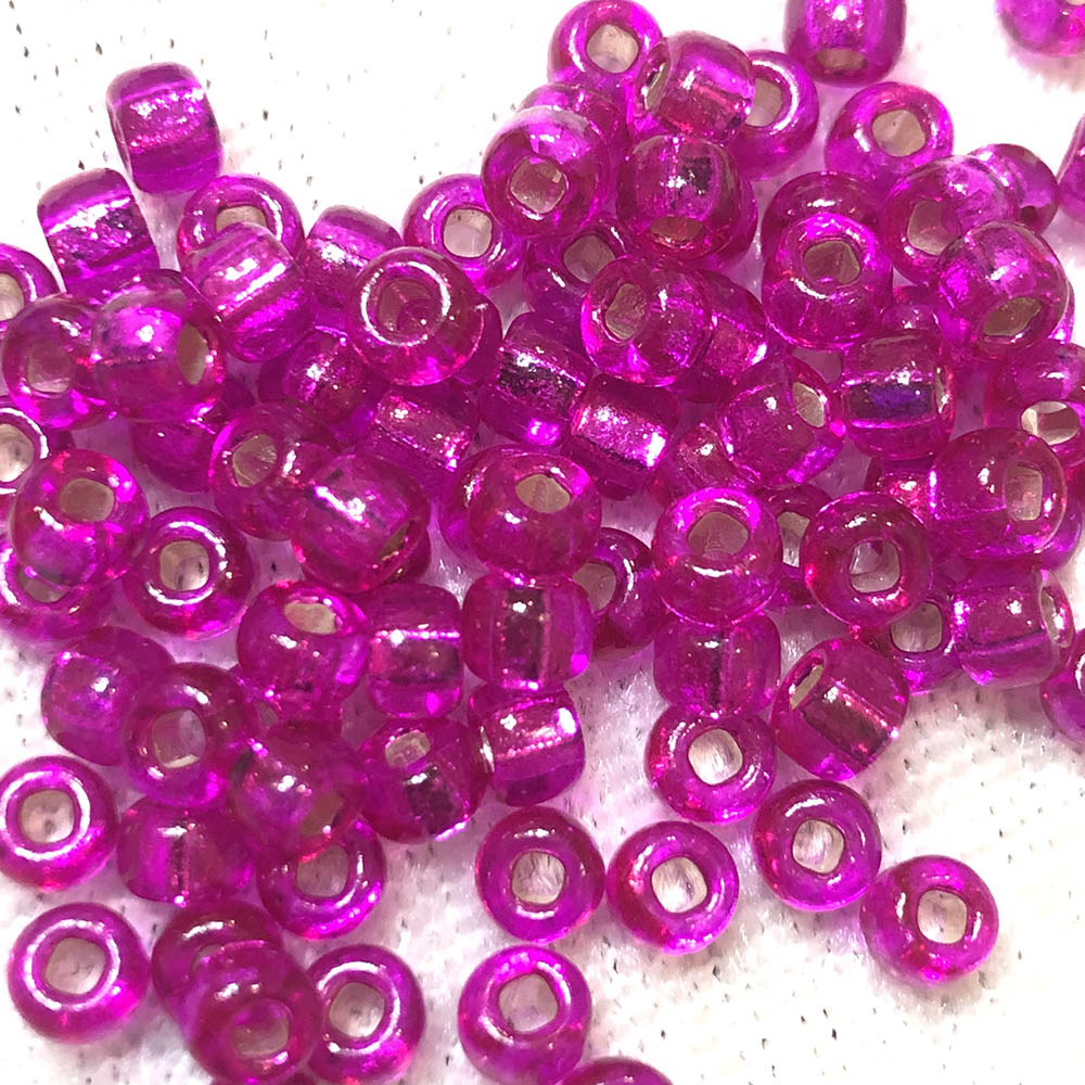 6/0 Transparent Silver Lined Fuchsia 23 Japanese Seed Beads