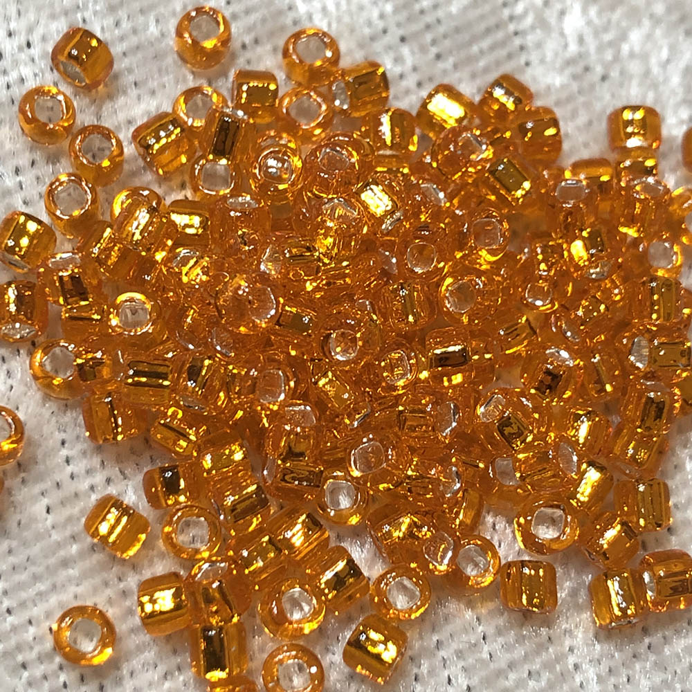 8/0 Transparent Silver Lined Orange 6 Japanese Seed Beads