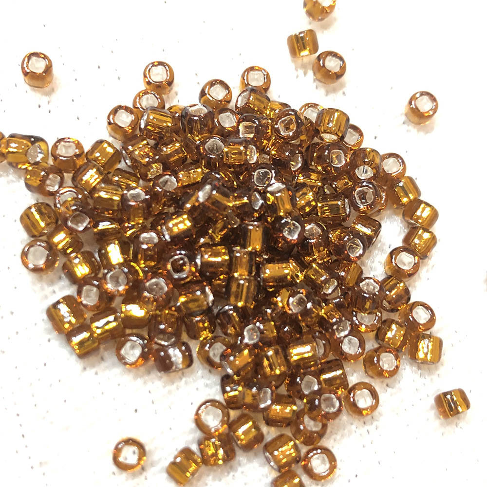 8/0 Transparent Silver Lined Dark Gold 5 Japanese Seed Beads