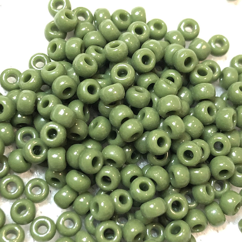 8/0 Opaque Olive Green 411L Japanese Seed Beads