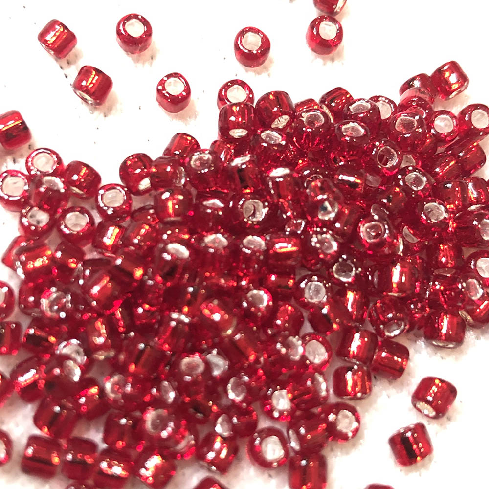 8/0 Transparent Dark Red Silver Lined 11A Japanese Seed Beads