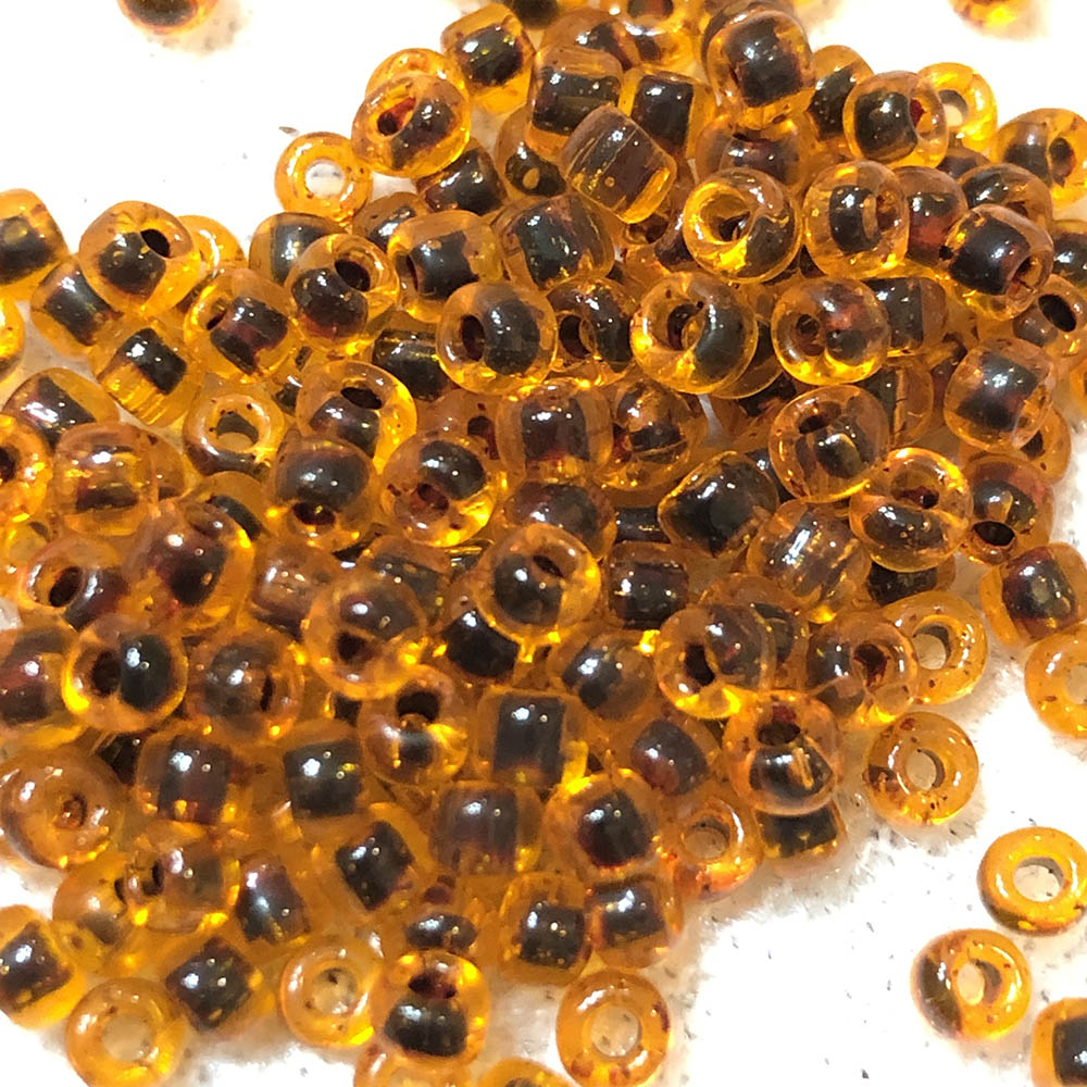 8/0 Transparent Colorlined Dark Orange 398E Japanese Seed Beads