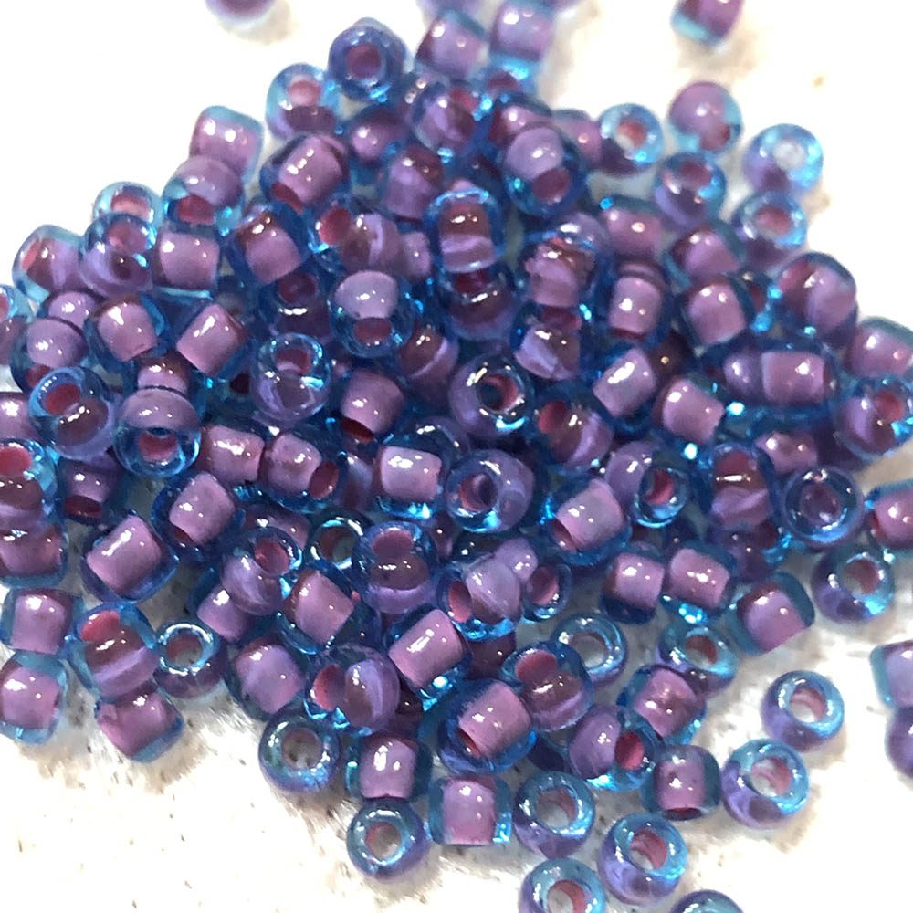 8/0 Transparent Colorline Aqua Lavender 399 Japanese Seed Beads