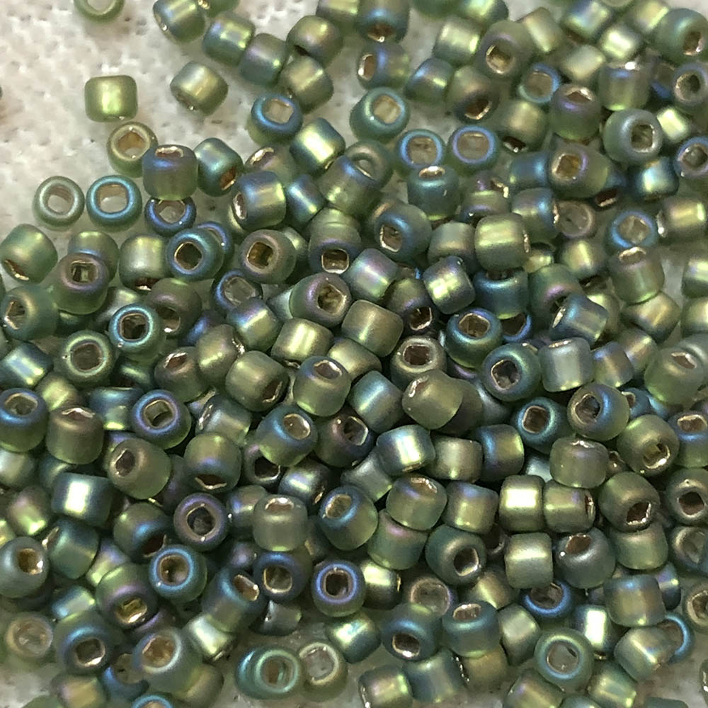 11/0 Silverlined AB Matte Olivine F650 Japanese Seed Beads