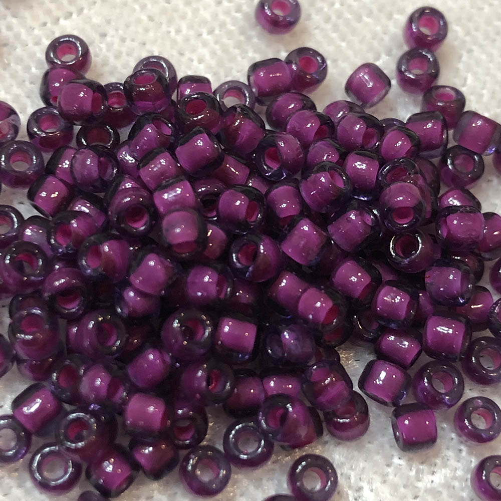 8/0 Colorlined Crystal Plum 399E Japanese Seed Beads