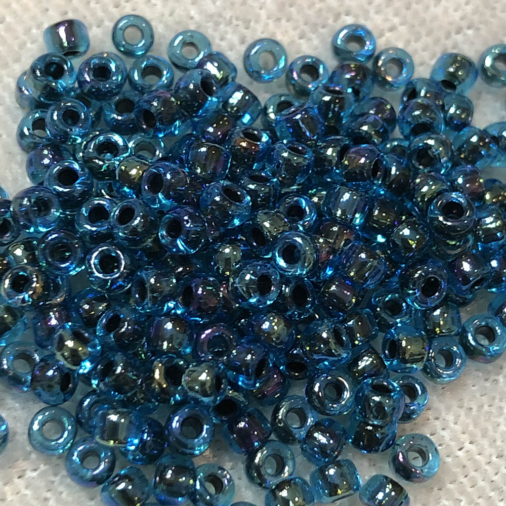 8/0 Navy Lined Aqua AB 347 Japanese Seed Beads